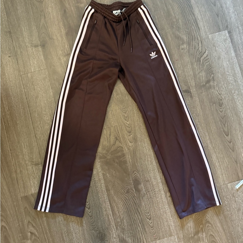 adidas Chocolate Track Pants with White Stripes